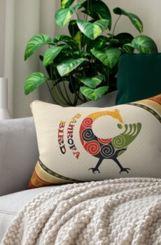 White Ethnic Handmade Cushion Sankofa Symbol Boho Print Throw Pillow For Stylish Home Decor Sofa Cushion Personalized Pillow Gift For Home